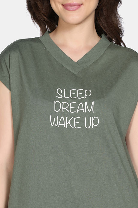 Zivame Olive Hours Knit Poly Pyjama Sets - Four Leaf Clover — image 5